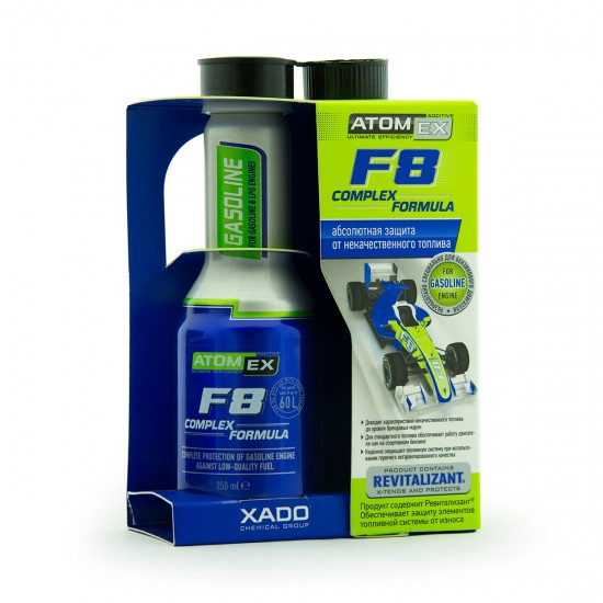 XADO Atomex F8 Complex Formula Gasoline - Zaščita za bencinske motorje pred slabo kvaliteto goriva (250ml)